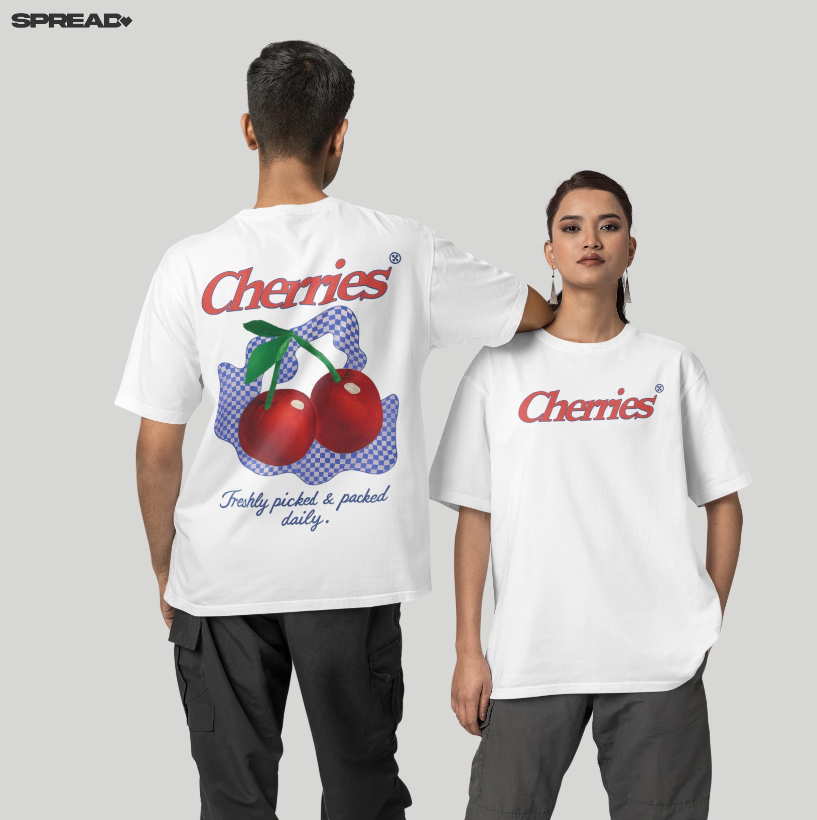 Cherries Unisex Oversized Organic T-Shirt