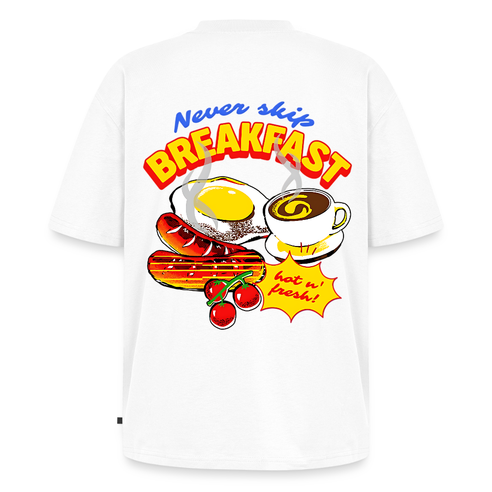 Never Skip Unisex Oversized Organic T-Shirt - white