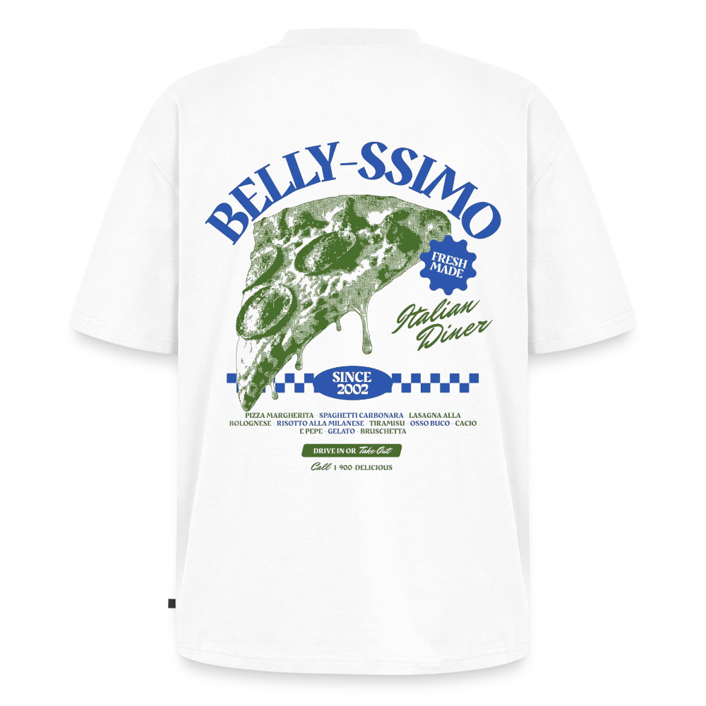 Belly Ssimo Unisex Oversized Organic T-Shirt - white