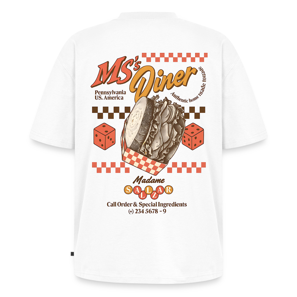 Ms Diner  Unisex Oversized Organic T-Shirt - white