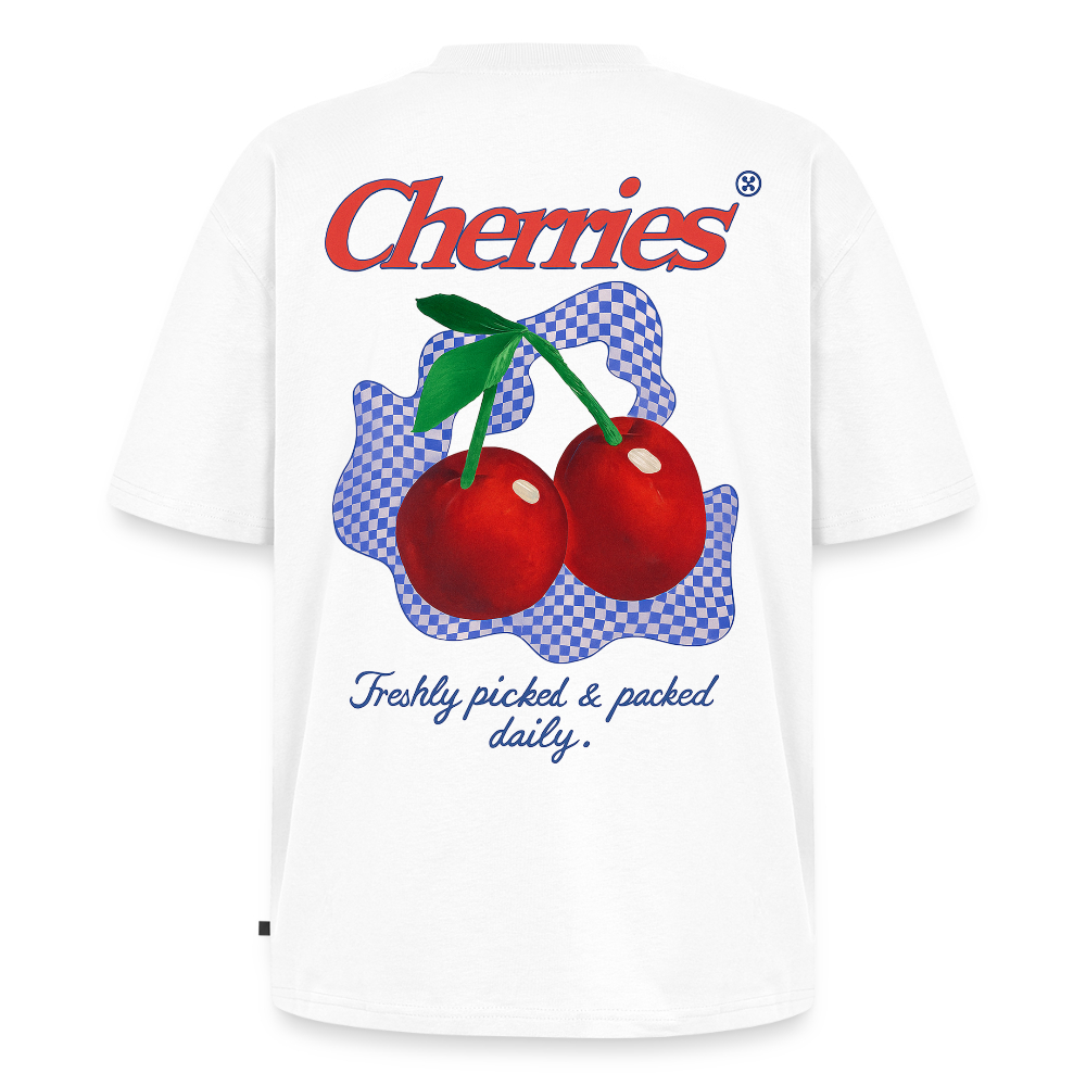 Cherries Unisex Oversized Organic T-Shirt - white