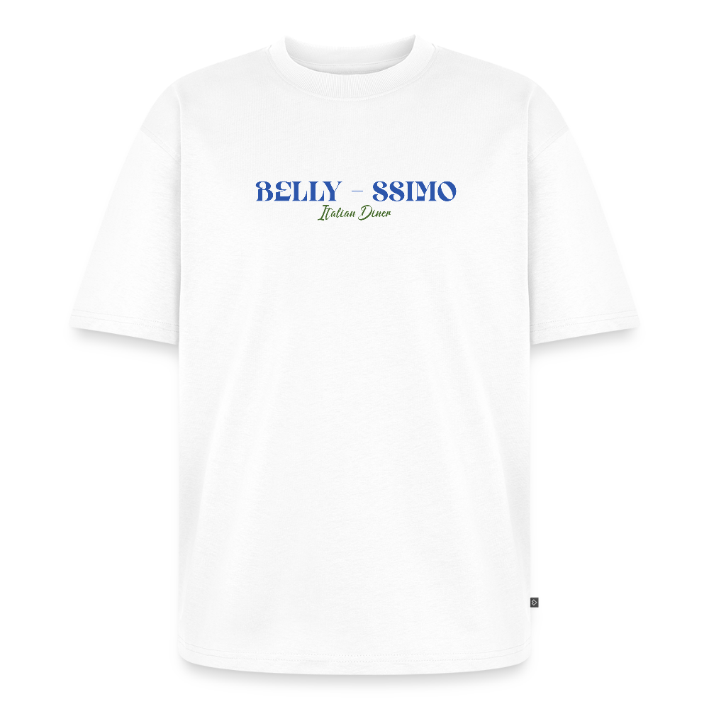 Belly Ssimo Unisex Oversized Organic T-Shirt - white